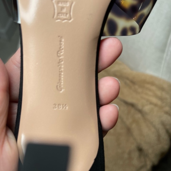 Gianvito Rossi Leopard Print Heel Sandals Suede Open Toe Womens Size 38.5 ITALY - Picture 10 of 11